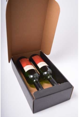 Luxe Wijndozen Ferro Zwart voor 2 fles 34x18.5x9cm 21stuks