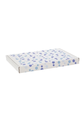 Brievenbusdoos Budget Blauwe dots A4 31x22x2.8cm - vanaf 50 stuks