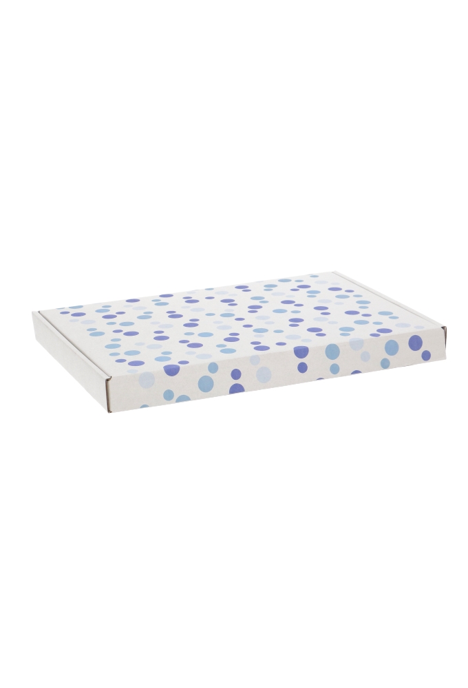 Brievenbusdoos Budget Blauwe dots A4 31x22x2.8cm - vanaf 50 stuks