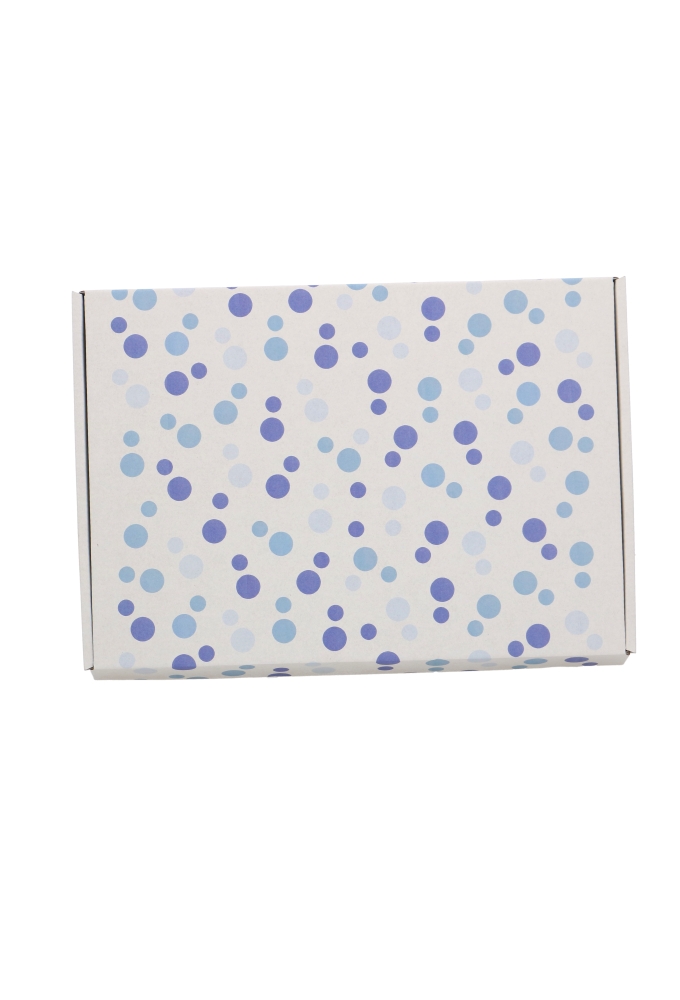 Brievenbusdoos Budget Blauwe dots A4 31x22x2.8cm - vanaf 50 stuks