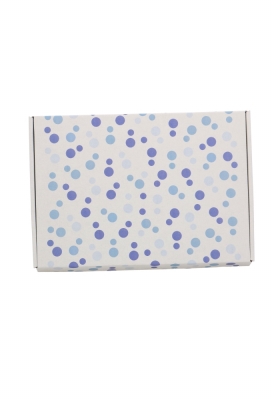 Brievenbusdoos Budget Blauwe dots A4 31x22x2.8cm - vanaf 50 stuks