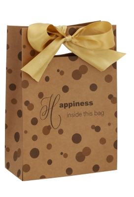 Kadotasje Happiness Inside This Bag Dots 16x8x23cm 10stuks