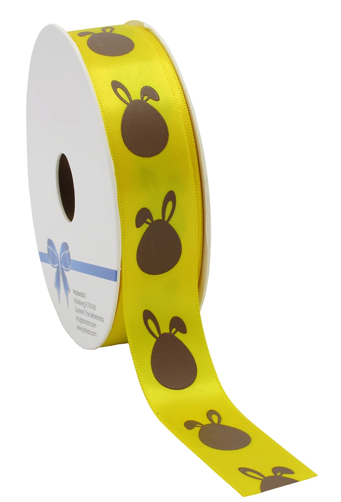 Kadolint Pasen Satijn Lint Geel Bunny 23mm x 25meter