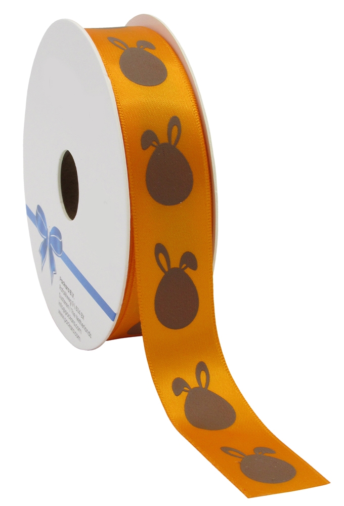 Kadolint Pasen Satijn Lint Oranje Bunny 23mm x 25meter