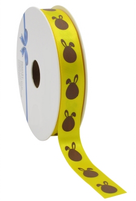Kadolint Pasen Satijn Lint Geel Bunny 15mm x 25meter