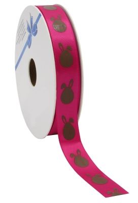 Kadolint Pasen Satijn Lint Fuchsia Bunny 15mm x 25meter