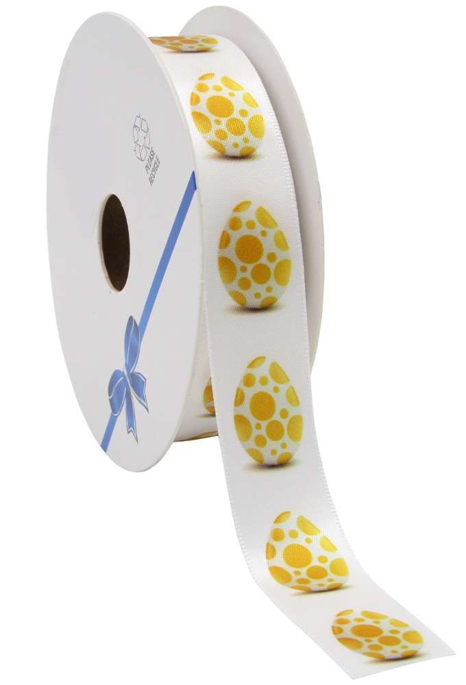 Kadolint Pasen Satijn Lint Geel  Easter Egg 23mm x 25meter