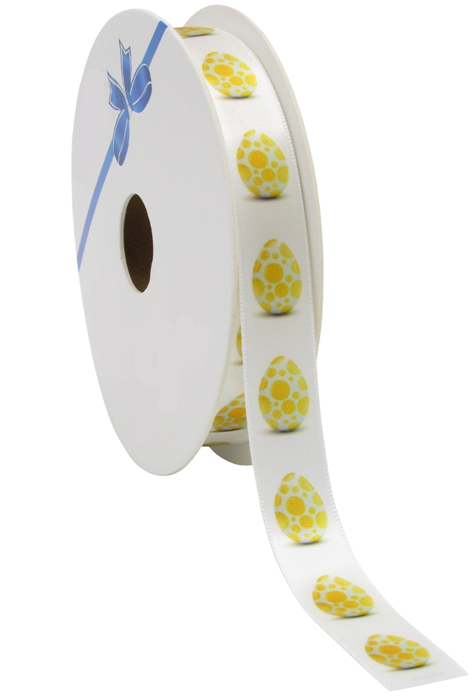 Kadolint Pasen Satijn Lint Geel  Easter Egg 15mm x 25meter