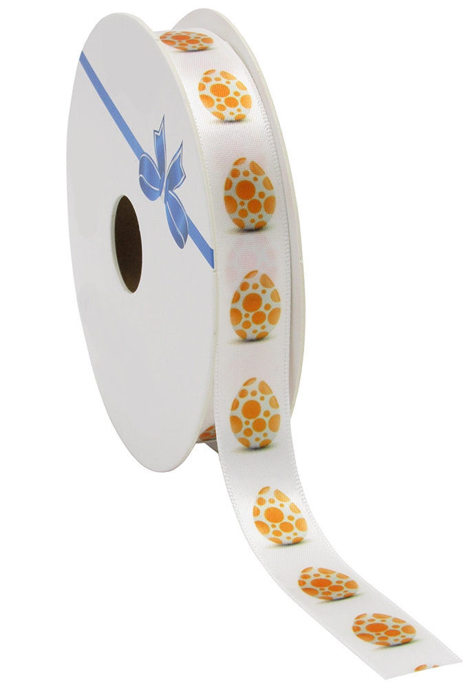 Kadolint Pasen Satijn Lint Oranje  Easter Egg 15mm x 25meter