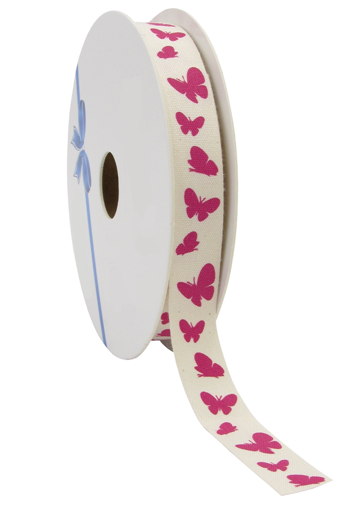 Kadolint Katoen Vlinders Fuchsia 15mm x 20meter