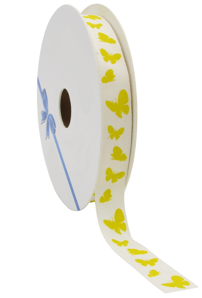 Kadolint Katoen Vlinders Geel 15mm x 20meter