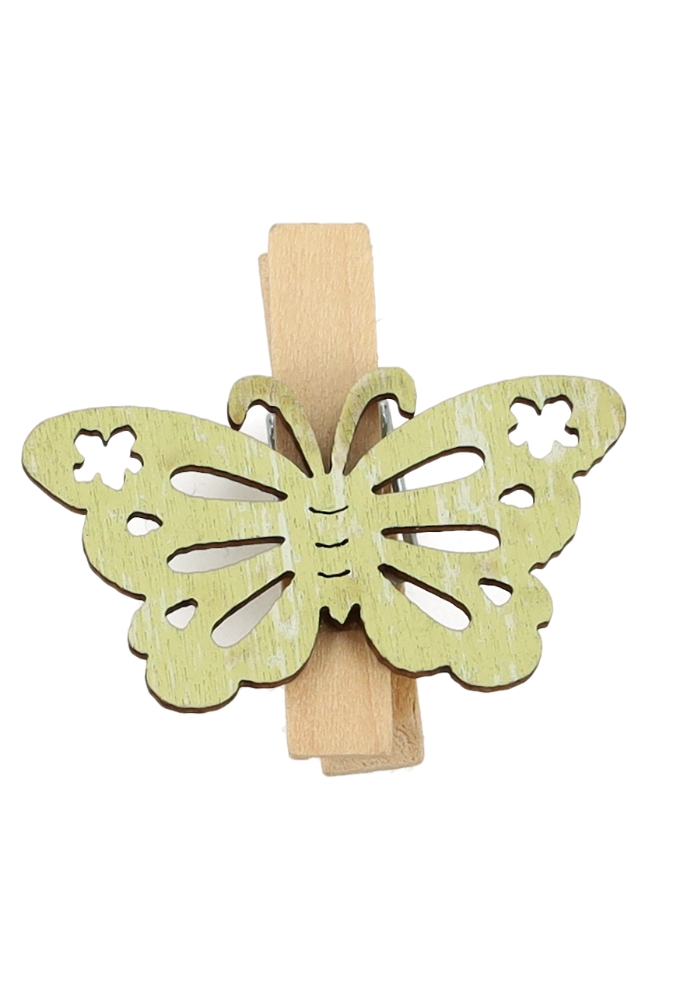 Houten Deco Knijper Vlinder Groen 4x2.2cm 36stuks