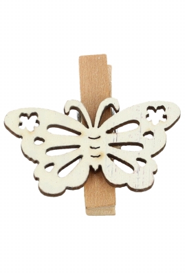Houten Deco Knijper Vlinder Naturel 4x2.2cm 36stuks