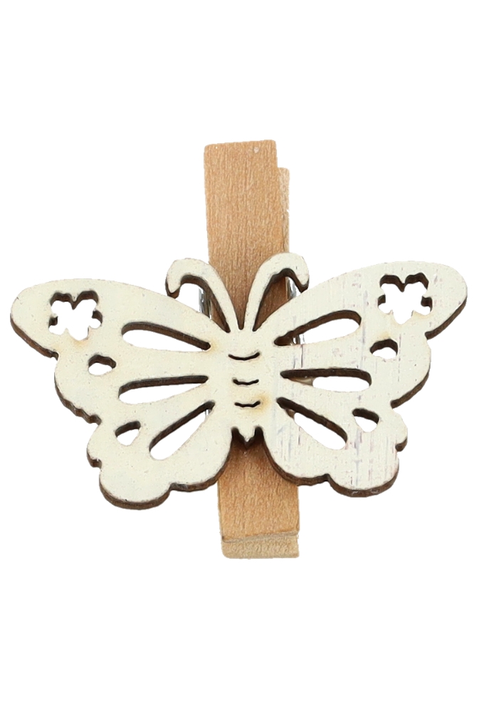 Houten Deco Knijper Vlinder Naturel 4x2.2cm 36stuks