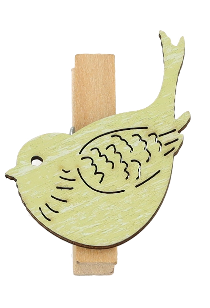 Houten Deco Knijper Vogel Groen 3,8x2.9cm 36stuks
