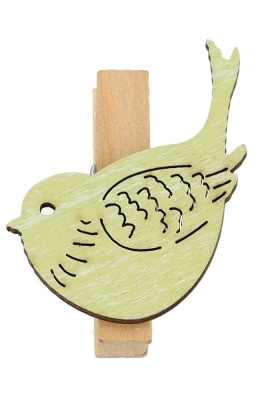 Houten Deco Knijper Vogel Groen 3,8x2.9cm 36stuks