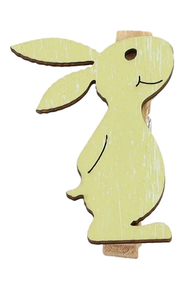 Houten Deco Knijper Haas Groen 3x3,9cm 36stuks