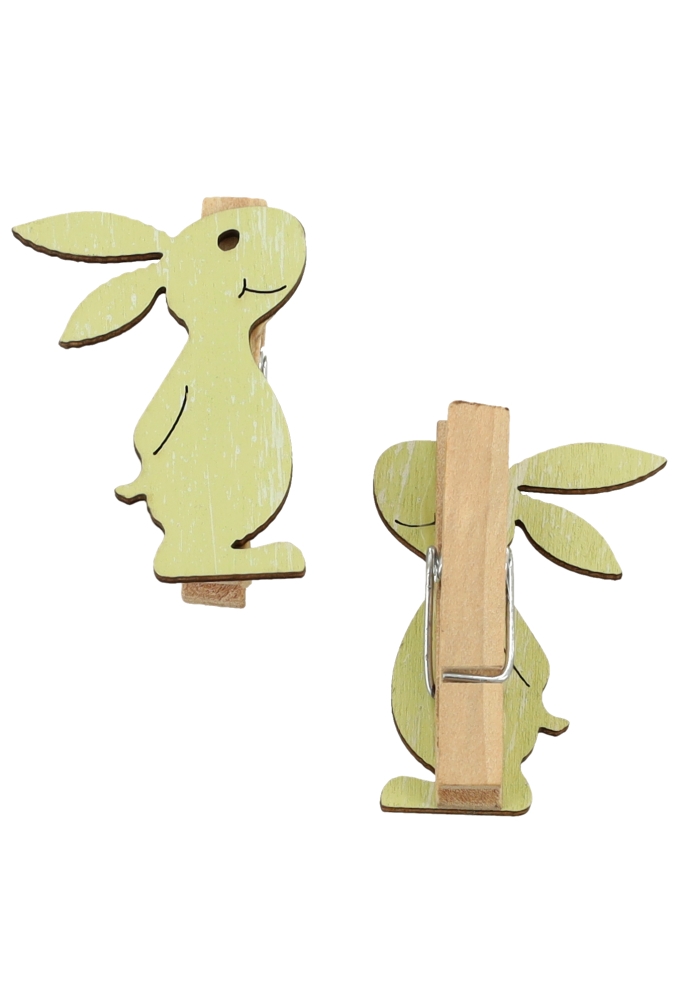 Houten Deco Knijper Haas Groen 3x3,9cm 36stuks