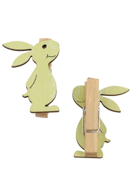 Houten Deco Knijper Haas Groen 3x3,9cm 36stuks