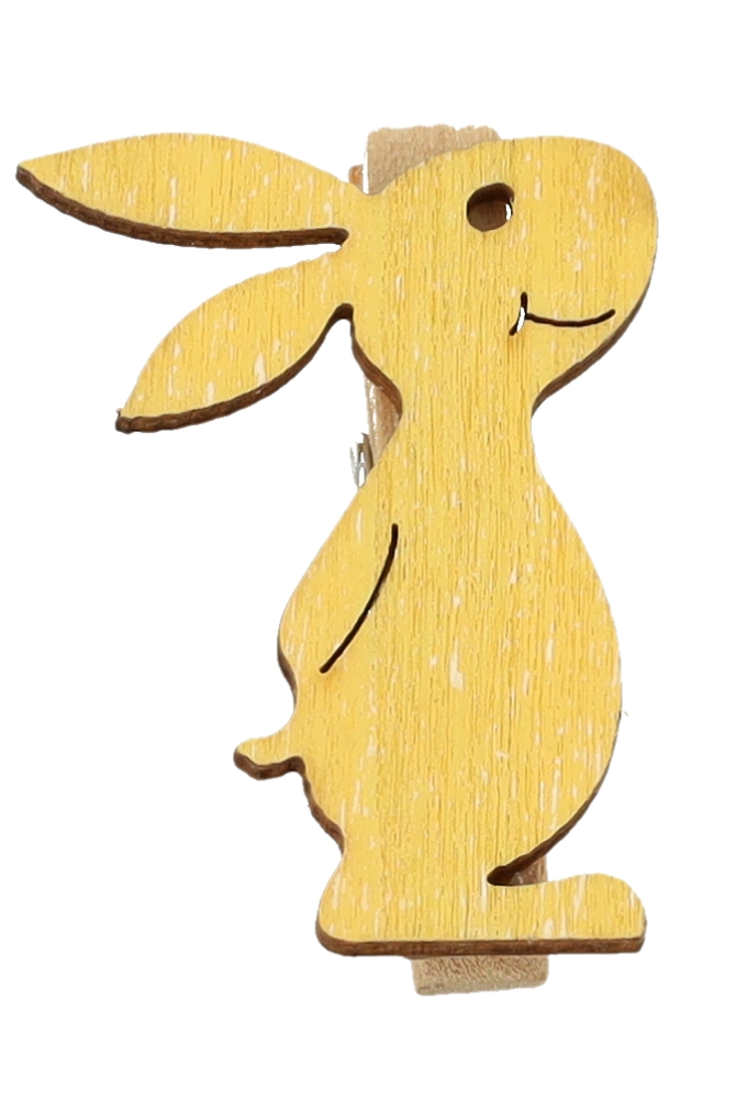 Houten Deco Knijper Haas Geel 3x3.9cm 36stuks