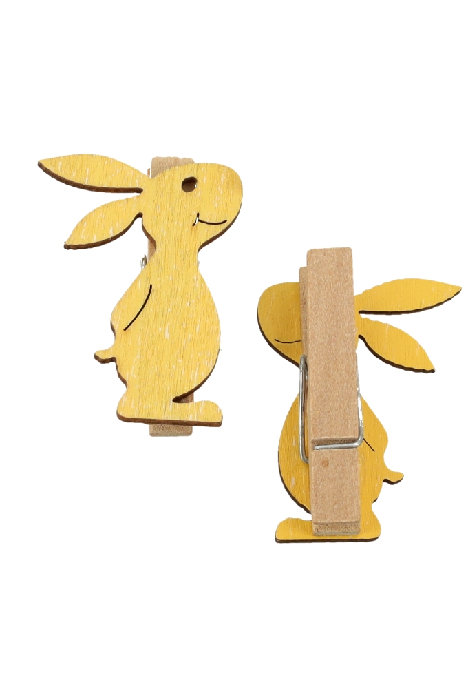 Houten Deco Knijper Haas Geel 3x3.9cm 36stuks