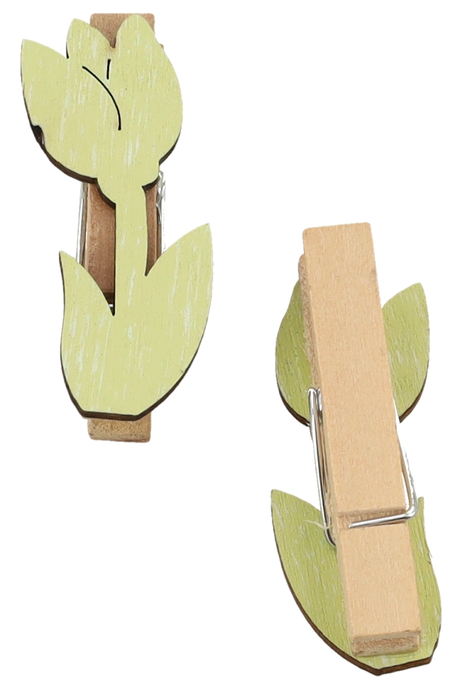 Houten Deco Knijper Tulp Groen 2x3,5cm 36stuks