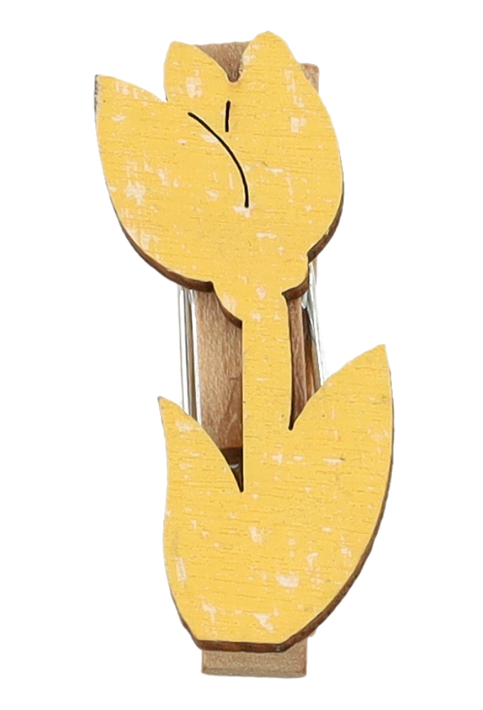 Houten Deco Knijper Tulp Geel 2x3,5cm 36stuks