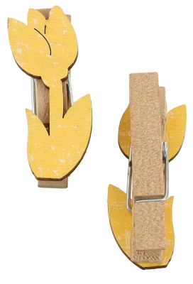 Houten Deco Knijper Tulp Geel 2x3,5cm 36stuks
