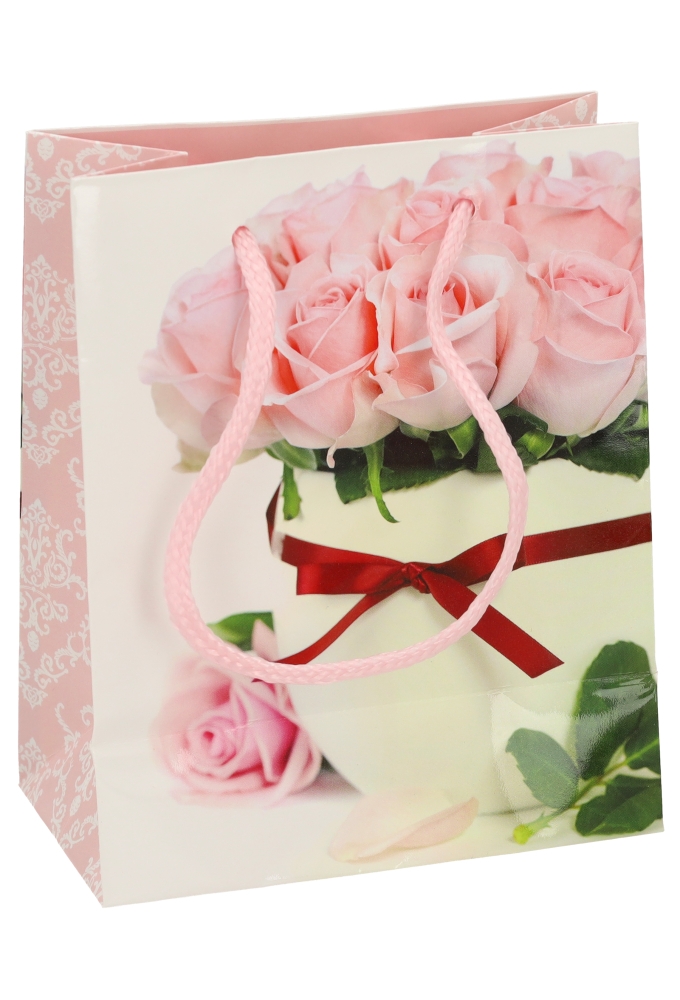 Kadotasjes Bloem Klein Potje Met Roosjes 11x6.5x14.5cm 12stuks