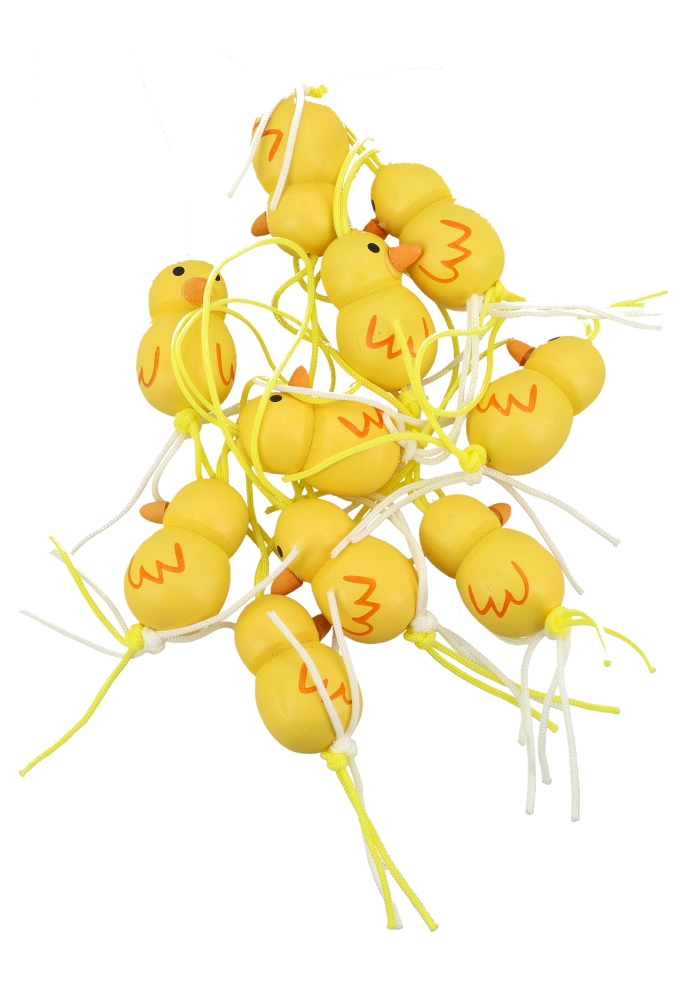 Gelukspoppetjes Kuiken 2.5cm Hout Aan Koordje 50stuks