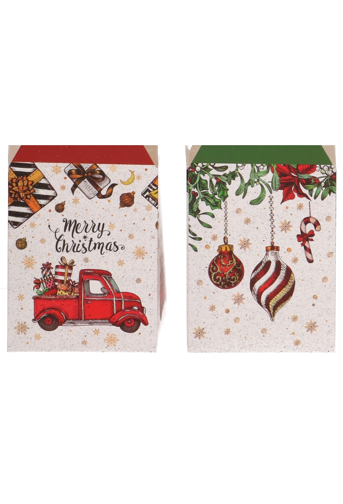 Geschenkdoosje Kerst 4 Assorti Rood & Groen  8.5x8.5x10.5cm 12stuks