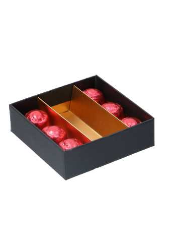 Bonbondoosjes Mat Zwart & Venster 9 Bonbons 9.6x9.6x3cm 10stuks