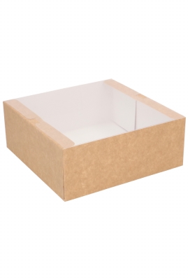 Geschenkdozen Kraft Savor Met PVC Venster 19x19x7.5cm Kraft 10stuks