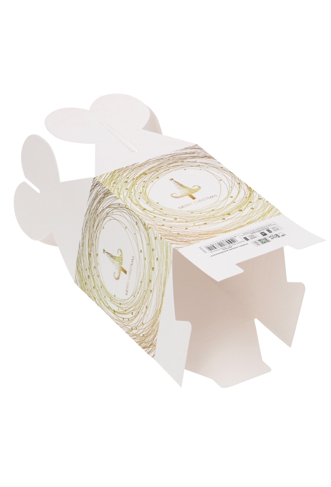 Geschenkdoosje Kerstmis Tree White Golden Swirl 8.5x8.5x10.5cm 10stuks