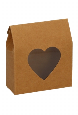 Cadeaudoosjes Kura Kraft Met Hartjes Venster 10.2x8.9x3.8cm 24stuks