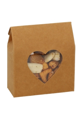 Cadeaudoosjes Kura Kraft Met Hartjes Venster 10.2x8.9x3.8cm 24stuks