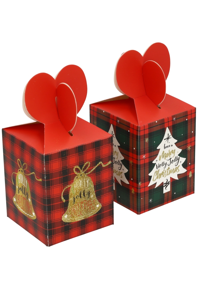 Geschenkdoosje Kerstmis Happy Year Rood 8.5x8.5x10.5cm 6stuks