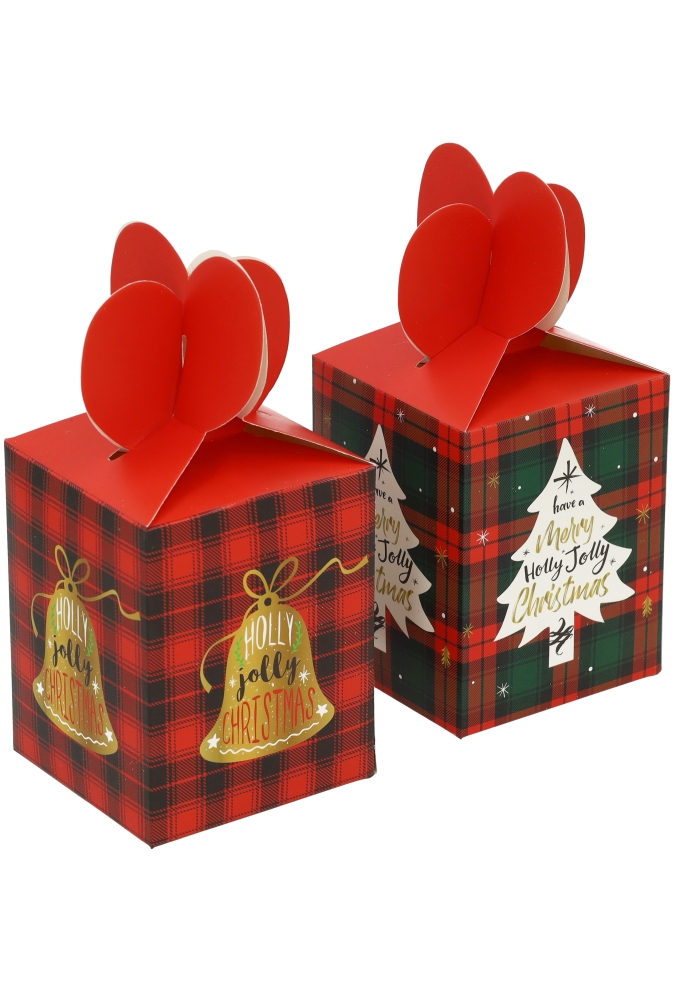 Geschenkdoosje Kerstmis Happy Year Rood 8.5x8.5x10.5cm 6stuks
