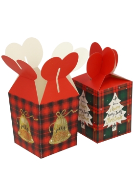 Geschenkdoosje Kerstmis Happy Year Rood 8.5x8.5x10.5cm 6stuks