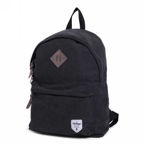 Vintage Canvas Backpack Black 1 stuk