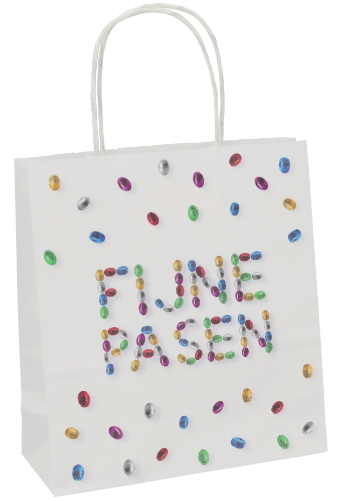 Papieren Draagtas Fijne Pasen Eitjes A5 19x8x21cm 50stuks