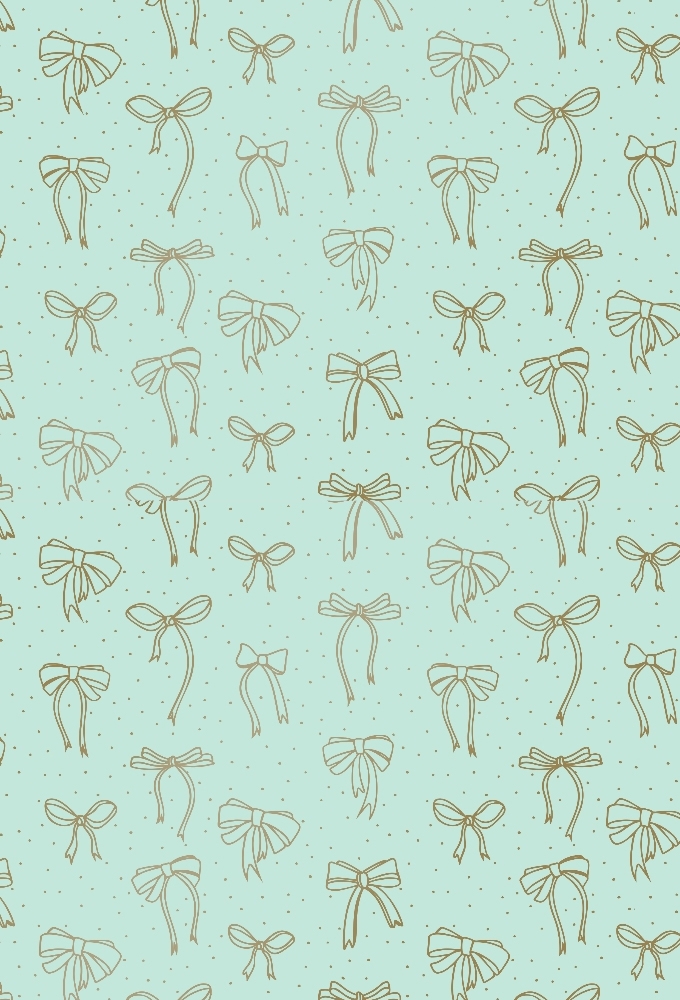 Kadopapier Happy Bows Mint & Gold 70cm x 200meter