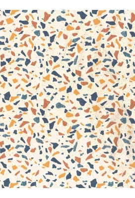 Kadopapier Gras Terrazzo Tile Brown & Blue & Yellow metallic 70cm x 20