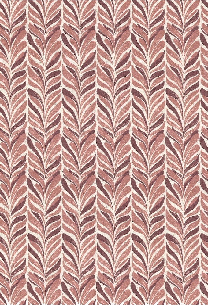 Kadopapier Gras Leaf Lines Copper & Aubergine 70cm x 200meter