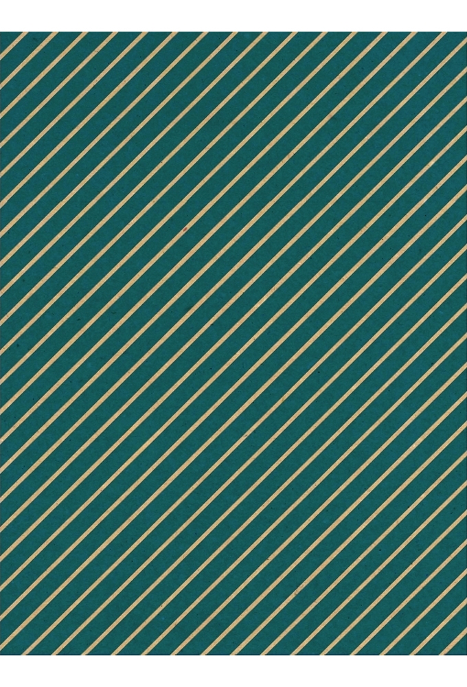 Kadopapier Bruin Kraft Classic Stripe Petrol 70cm x 200meter