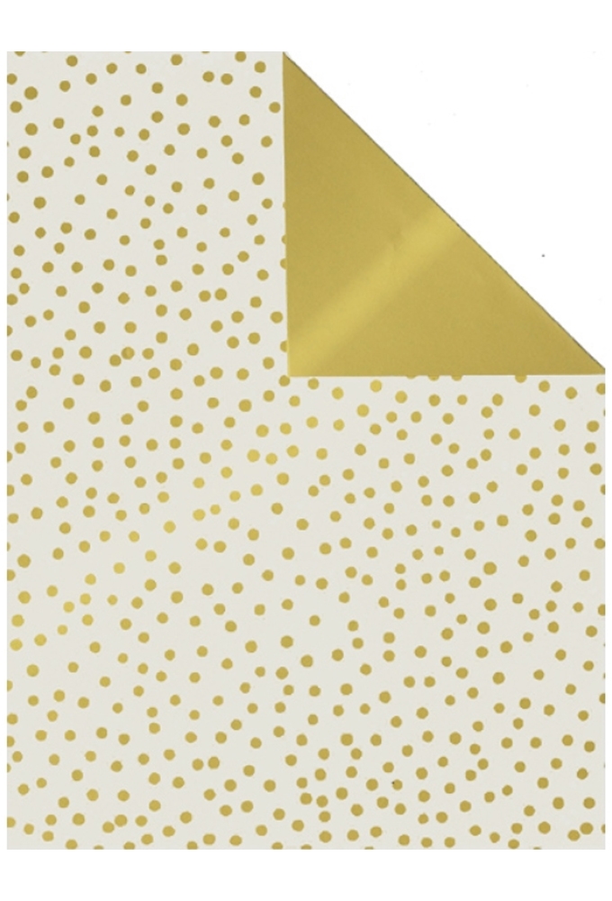 Kadopapier Dubbelzijdig Confetti Dot Pearlgrey & Gold 70cm x 200meter