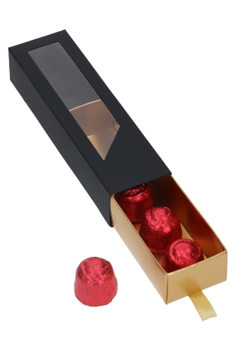 Bonbondoos 1 Ladeboxje Zwart Mat Goud Mat Laag FSC® 16x4.3x2.8cm 10st