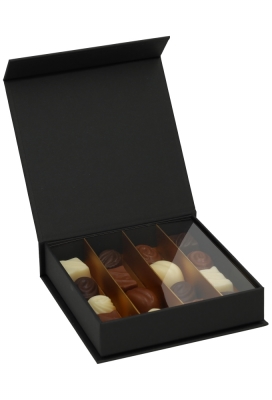 Magneet Bonbondoosjes Mat Zwart 16 Bonbons FSC® 14x14x3cm 10stuks