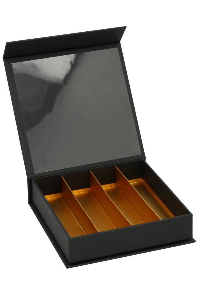 Magneet Bonbondoosjes Mat Zwart 16 Bonbons FSC® 14x14x3cm 10stuks