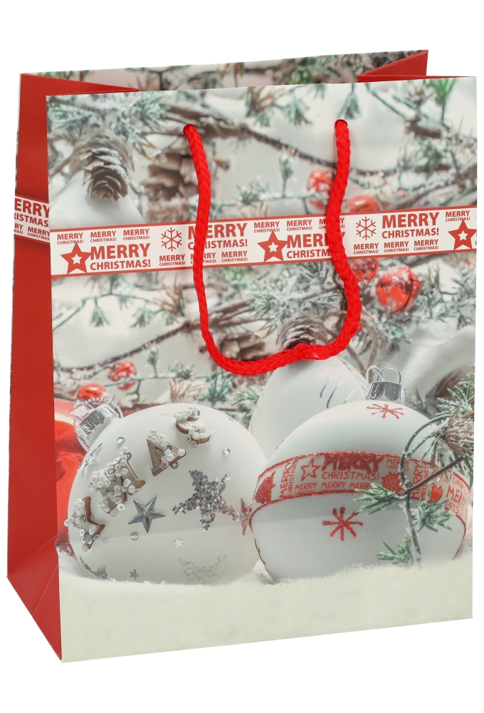Kersttasjes Medium Snowball 18x10x23cm 12stuks